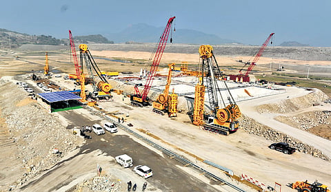 Construction of the new Diaphragm Wall (D-Wall) of the Polavaram Irrigation Project on the Godavari River