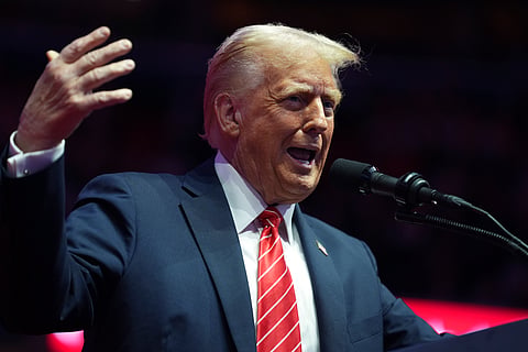 President-elect Donald Trump speaks at a rally ahead of the 60th Presidential Inauguration, Sunday, Jan. 19, 2025, in Washington.