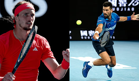 Alexander Zverev (L) and Novak Djokovic