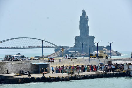 Though Pongal holidays ended, tourists continue to stand in long queue to get a ticket for ferrying to Vivekananda memorial rock to see the newly constructed glass bridge connecting the Vivekananda rock and Thiruvalluvar statue in Kanyakumari.