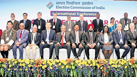 Participants of the meet organised by Election Commission, on Friday.