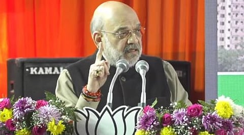 Union Home Minister Amit Shah releasing the final part of BJP's manifesto for Delhi Assembly elections.  