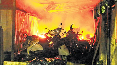 The fire that broke out at a workshop in Thammanam on Monday night