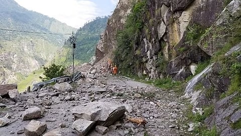 Landslide near  Khirchana on the Pithoragarh-Dharachula highway 
