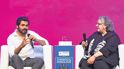 Actor Karthi along with Kaveree Bamzai