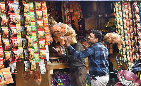Processed junk food displayed at a shop.