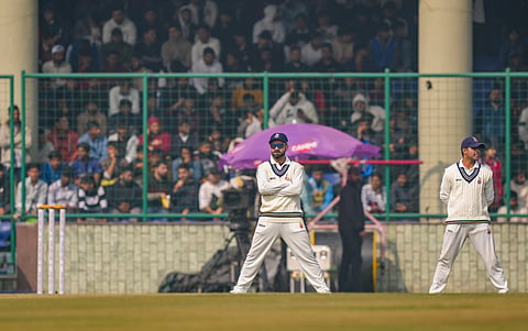 The stands were packed as Virat Kohli fielded on the first day of the Ranji Trophy match between Delhi and Railways at the Arun Jaitley Stadium in New Delhi (Photo | PTI)