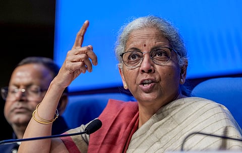 Union Finance Minister Nirmala Sitharaman addresses a post-budget press conference, in New Delhi,