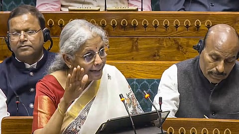 Union Finance Minister Nirmala Sitharaman presents the Union Budget 2025-26 in the Lok Sabha, in New Delhi, Saturday.