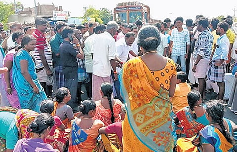 Residents stage road blockade on the highway on Sunday 