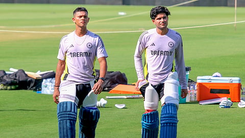 Shubman Gill and Yashasvi Jaiswal during practice in Nagpur on Tuesday