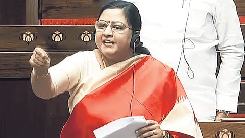 MP Kanimozhi NVN Somu speaks in the Rajya Sabha on Tuesday 