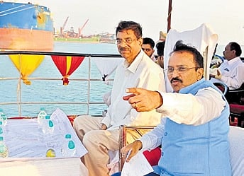 The Governor visiting the harbour area of Paradip Port on Friday