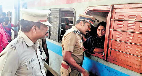 IG Railways AG Babu surveying the security at Egmore station on Saturday 