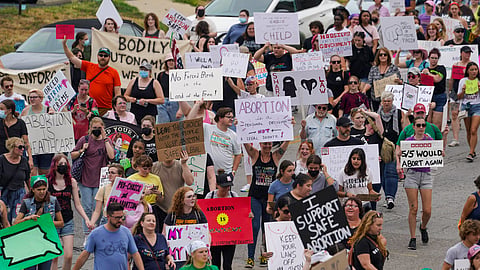 FILE - Abortion-rights protestors march in the United States.