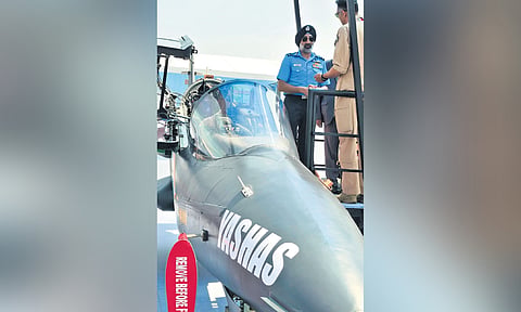 Air Chief Marshal AP Singh poses with Yashas 