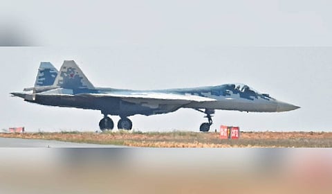 Test pilot Sergey Bogdan, who flies the Russian fighter jet Sukhoi-57.
