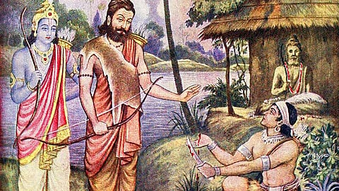 Painting of Eklavya offering his thumb to Dronacharya