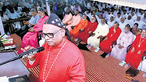 Metropolitan Mar Theodosius Mar Thoma delivering a concluding message at the 130th Maramon Convention on Sunday 
