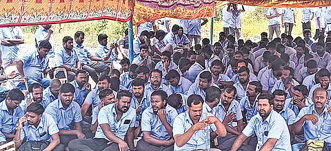 The protesting workers said their access cards have been blocked