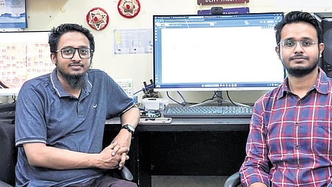 Assistant professor Mirza Khalid Baig (L) and Deepjyoti Kalita of NIT-R