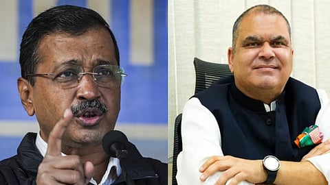 AAP chief Arvind Kejriwal (L),  Rajya Sabha member Sanjiv Arora