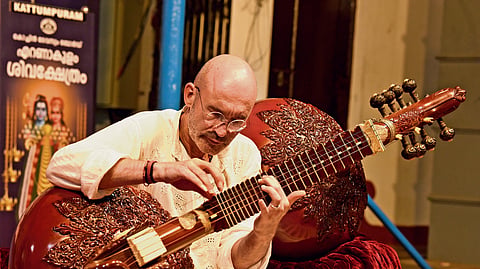 Carsten Wicke performing as part of Shivaratri celebrations at Ernakulam Siva Temple
