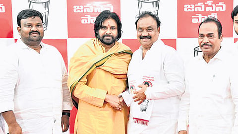 Corporator SK Babu joined the Jana Sena in the presence of JSP president K Pawan Kalyan at the party central office in Mangalagiri on Tuesday 