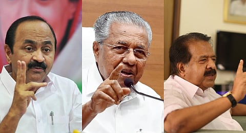 Opposition Leader V D Satheesan(L) Kerala  CM Pinarayi Vijayan(Centre), Ramesh Chennithala(R)