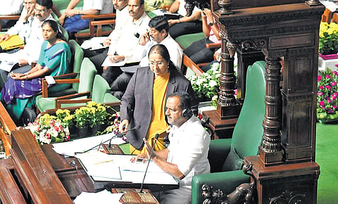 Speaker UT Khader officiates proceedings in the Legislative Assembly at Vidhana Soudha in Bengaluru on Tuesday 