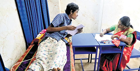 Dinesh, who met with a road accident in 2024, wrote his Class 11 exam with the help of a scribe 