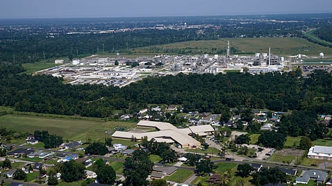 FILE - The Fifth Ward Elementary School and residential neighborhoods sit near the Denka Performance Elastomer Plant