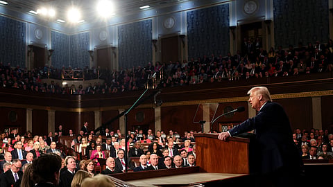US President Donald Trump speaks during an address to a joint session of Congress at the US Capitol in Washington, DC, on March 4, 2025.