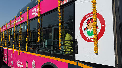 The newly-launched pink buses