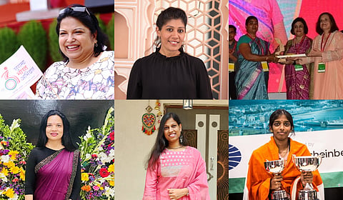 (Clockwise from top left) Anjlee Agarwal, Ajaita Shah, Anita Devi, Vaishali Rameshbabu, Shilpi Soni and Elina Mishra.