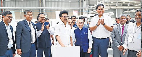 CM MK Stalin inaugurating Godrej Consumer Products Limited’s first integrated green-field manufacturing facility in Chengalpattu 