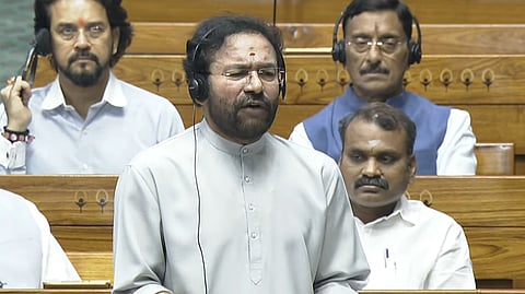 Union Minister for Coal and Mines G Kishan Reddy responds to a query in Lok Sabha during the Budget Session of the parliament in New Delhi on March 12, 2025.