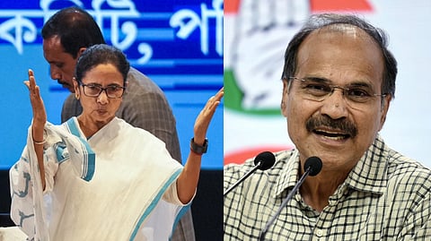 West Bengal Chief Minister Mamata Banerjee (L), Congress leader Adhir Chowdhury (R)