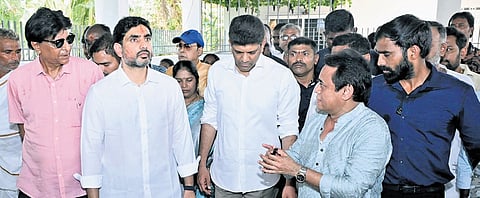 HRD and IT Minister Nara Lokesh and Union Minister Pemmasani Chandrasekhar inaugurates Goshala in Mangalagiri on Friday 
