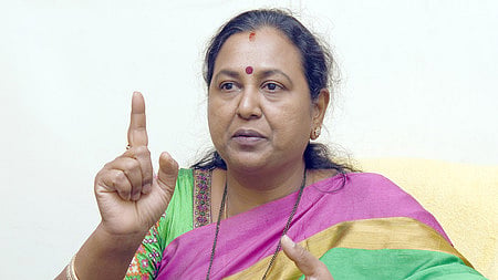 Premalatha Vijayakanth, Treasurer of DMDK during an interview in Chennai