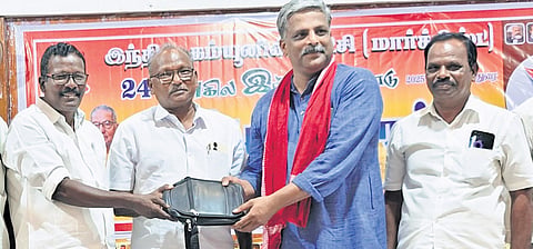 AIKS general secretary Vijoo Krishnan during a CPM event in Thanjavur