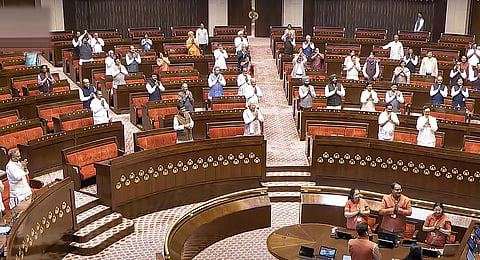 Members in the Rajya Sabha during the Budget session of Parliament, in New Delhi, Monday, March 17, 2025. 