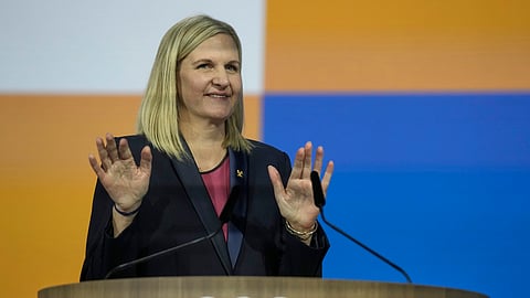Kirsty Coventry after she was announced as the new IOC President at the International Olympic Committee 144th session in Costa Navarino (Photo | AP)