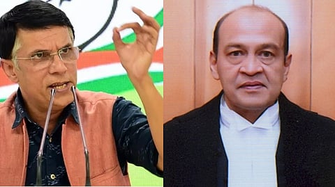 Congress' media and publicity department head Pawan Khera (L),  Delhi High Court judge Justice Yashwant Varma.