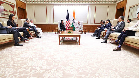 US Director of National Intelligence Tulsi Gabbard meets Prime Minister Narendra Modi, in New Delhi, March 17, 2025.