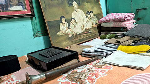 Ustad Bismillah Khan's shehnai is pictured in a room of his native village, in Varanasi, Saturday, March 15, 2025. 