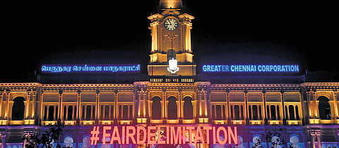 Rippon Buildings on Friday sported TN’s hashtag on alleged delimitation 