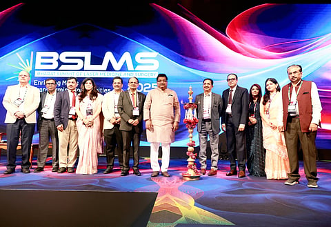 Industries and Infrastructure Development Minister MB Patil at the inauguration of the Bharat Summit of Laser Medicine and Surgery 2025 in Whitefield, Bengaluru.