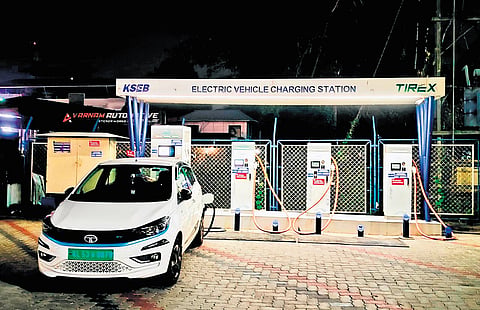 An EV charging station at Kaloor 