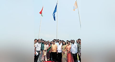 Tourism Minister Kandula Durgesh hoisted the Blue Flag at Rushikonda Beach on Monday 